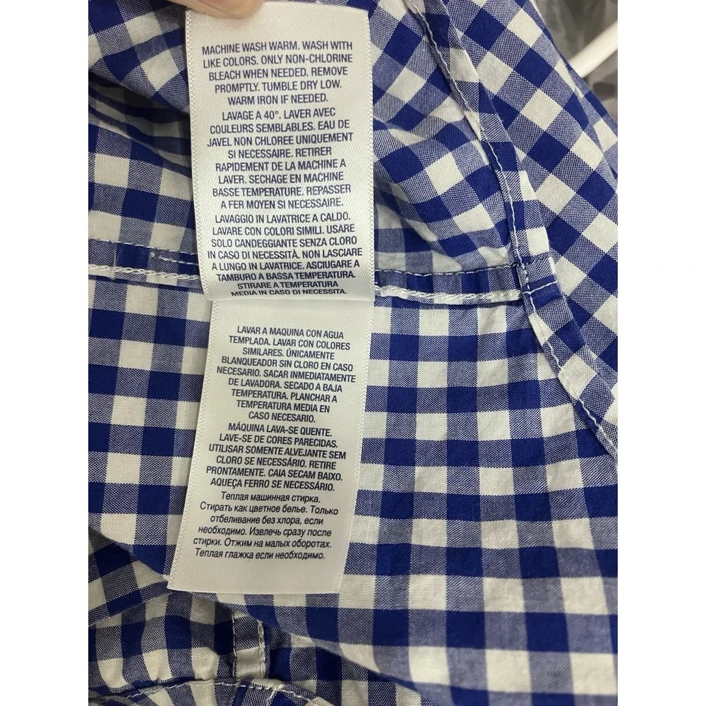 Ralph Lauren Blue White Gingham Dress Shirt Boys‎ 14-16 Button Down Pink Pony